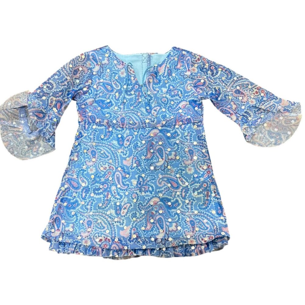 American Girl Vintage Paisley Print Doll Dress With Sequins & Flared Sleeves